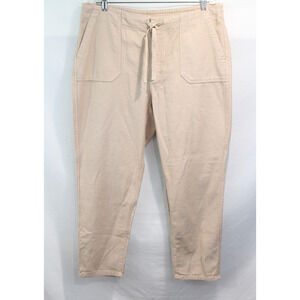J Crew Cargo Pants Womens size XL Beige Elastic Waist Pocket Straight Leg